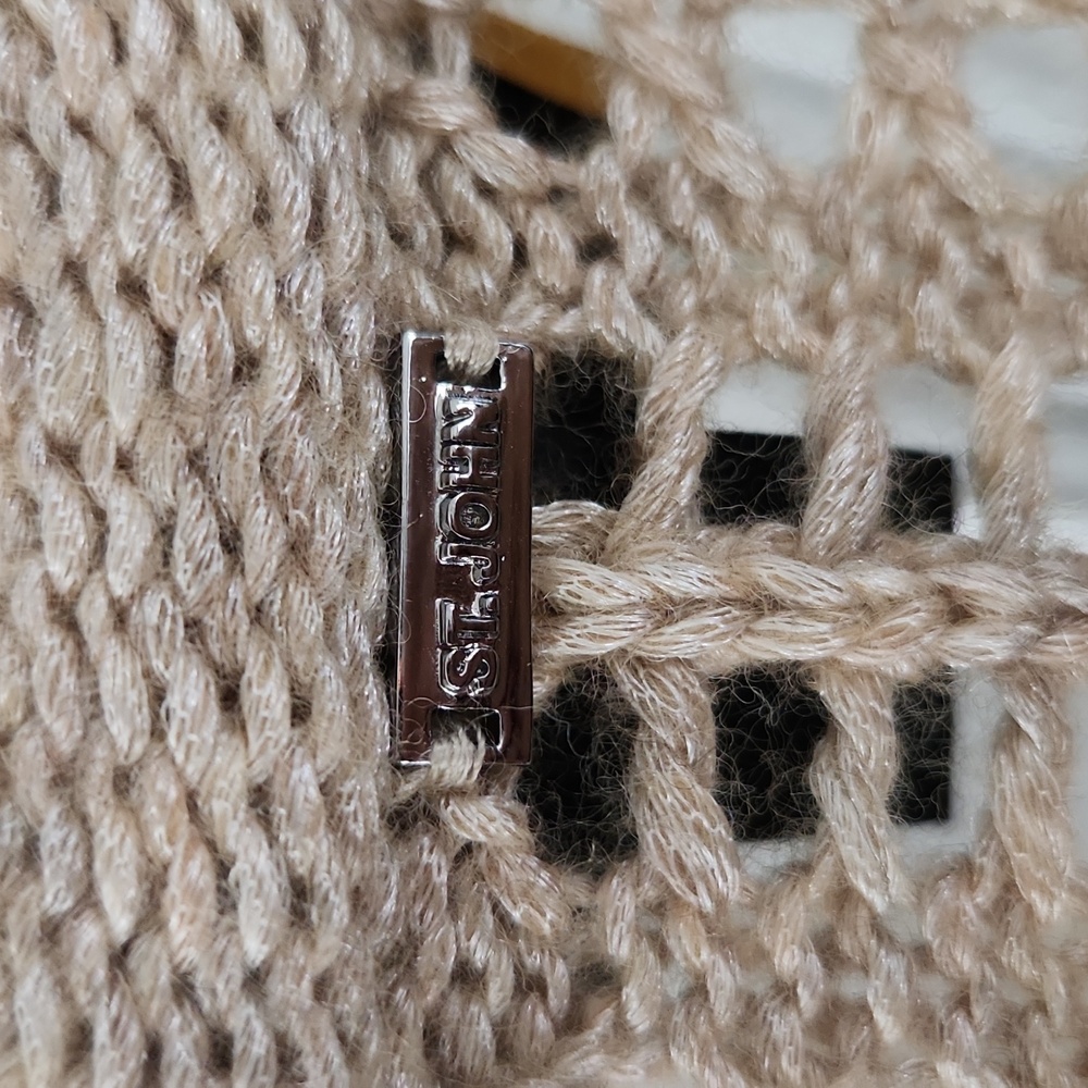 St. John Tan Open-Front Cardigan Size Large - Picture 6 of 7